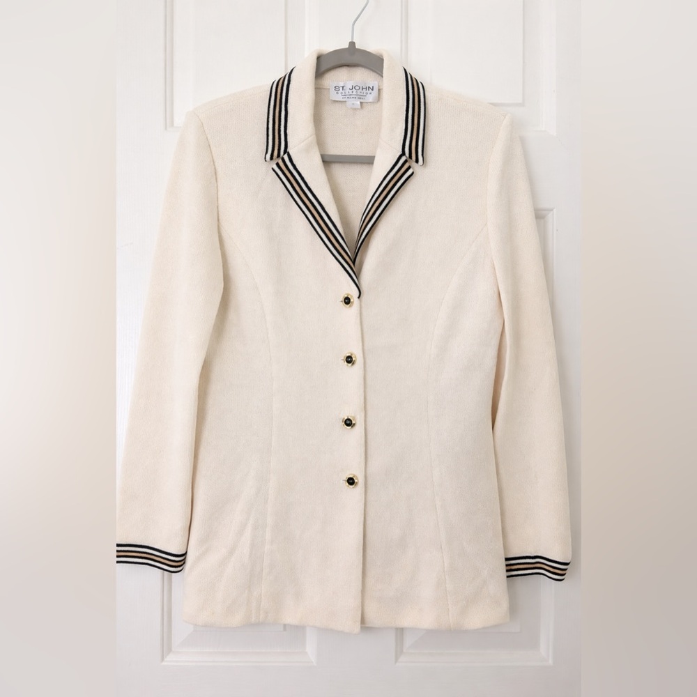 St. John Collection Cream suit pant SET w/blazer and pant size 10 - Picture 2 of 5